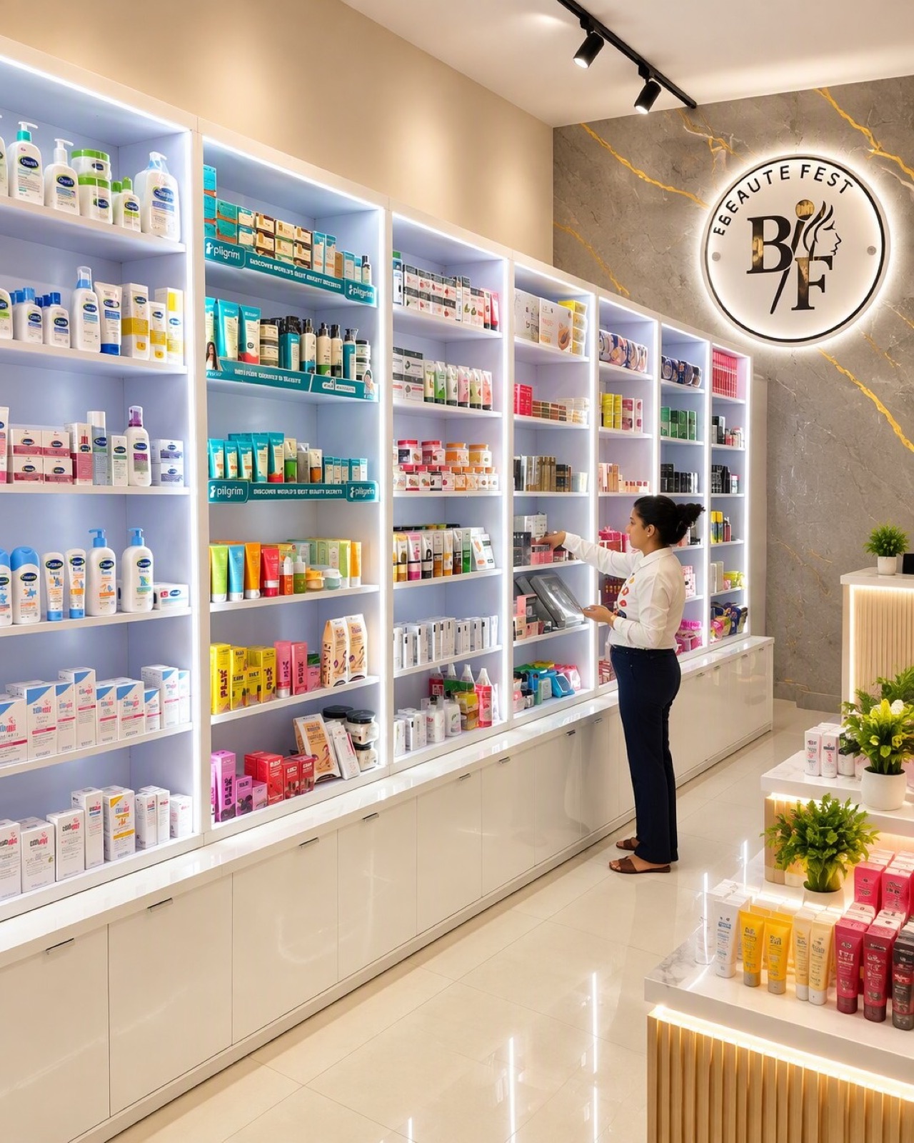 Inside BeauteFest’s cosmetics and skincare store at Amayra Emporio in Kharar